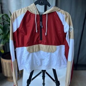 Hollister Red, White, and Tan Windbreaker